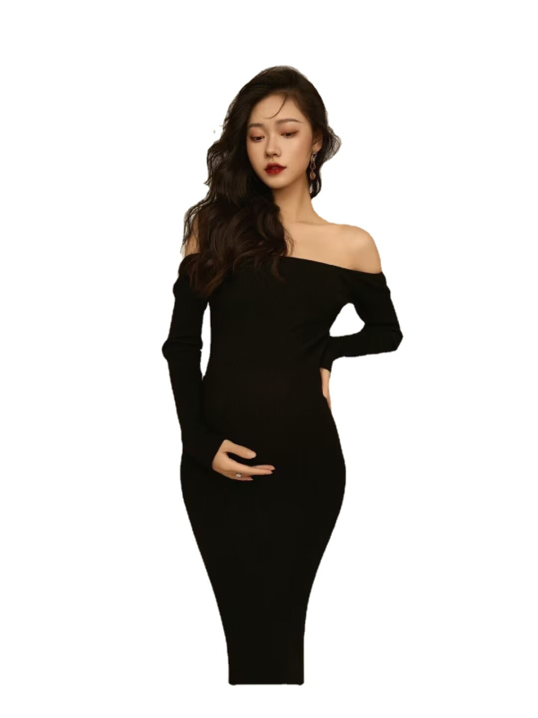 Raseduse fotosessiooni kleit, polüesterkangas, pikkade varrukatega, jaapani-korea vaba stiil