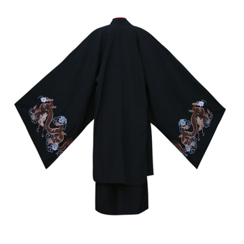 Hanfu draakonimustriga ja suurte varrukatega, puuvillane kangas, meestele 18–24, kõigile aastaajale