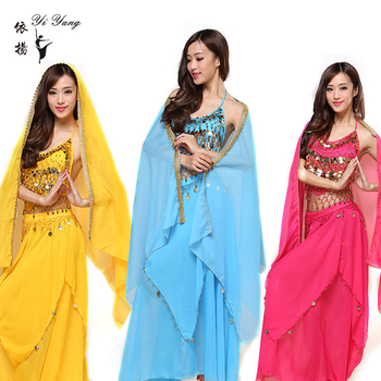 India-stiilis kõhuhüppe kostüüm mürdnidega seelikuga, šifoonkangas, 95% polüester, naistele, 2023 kevad