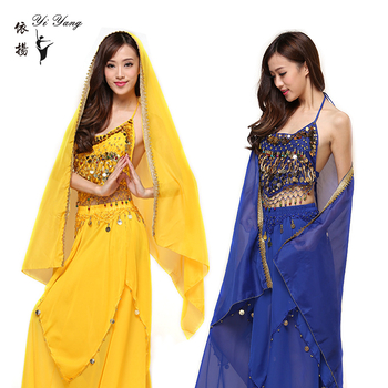 India-stiilis kõhuhüppe kostüüm mürdnidega seelikuga, šifoonkangas, 95% polüester, naistele, 2023 kevad