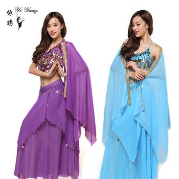 India-stiilis kõhuhüppe kostüüm mürdnidega seelikuga, šifoonkangas, 95% polüester, naistele, 2023 kevad