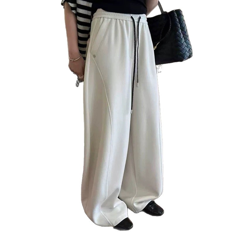 Igapäevased laiad püksid, kõrge vöökoht, nööriga, 70–80% polüester, mikroelastsus