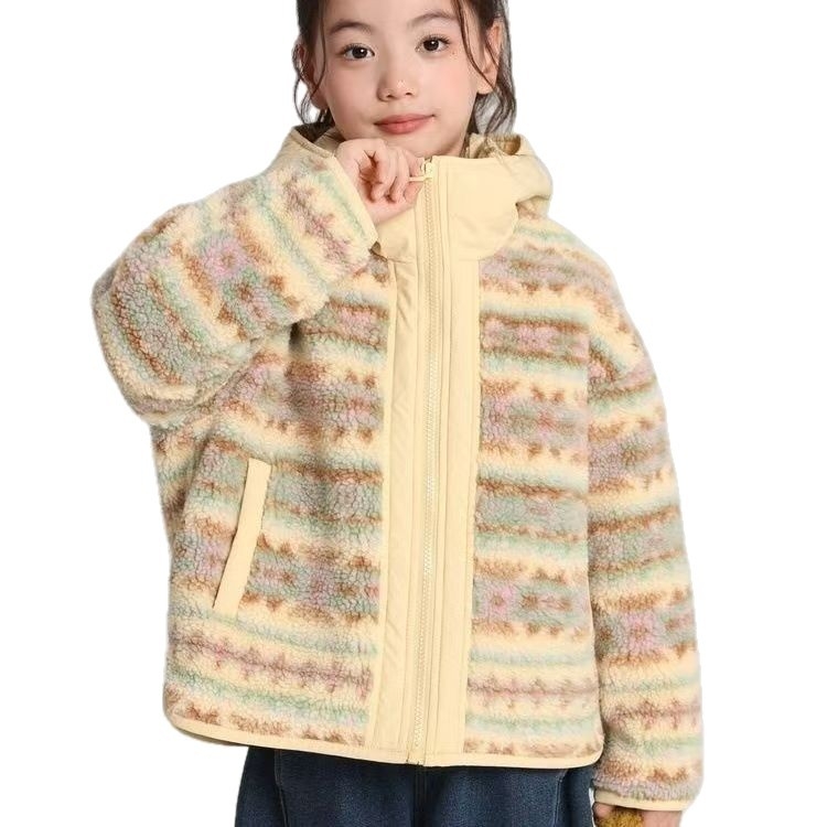 Tüdrukute fliis jope - välimaterjal: puuvill, vooder: polüester, pikad varrukad, keskmise pikkusega, talv 2025