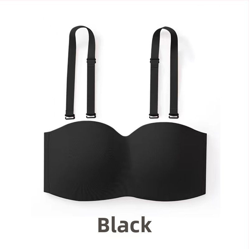 Ilma õla rihmadeta rinnahoidja suurtele rindadele, libisemisvastane hoidmine, õhukesed vormitud kausid, nailonist kangas, eemaldatavad kahekordsed õla rihmad, tagant nelja rea lukustus