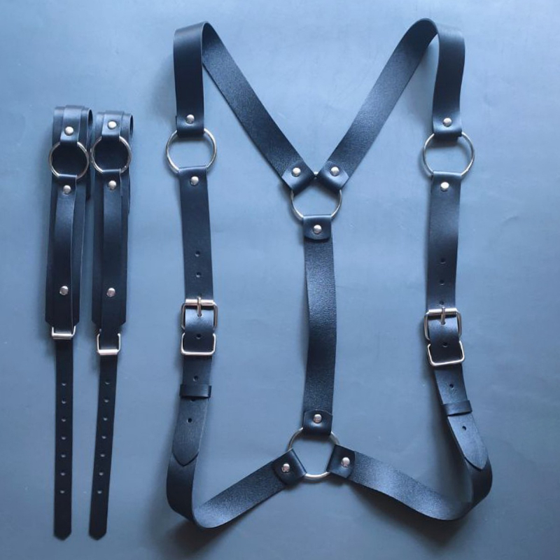 Meeste rinna rihma ja käsivarre rõngaste komplekt – PU materjal, reguleeritav pikkus, täiskasvanud, unisex, sügis 2024