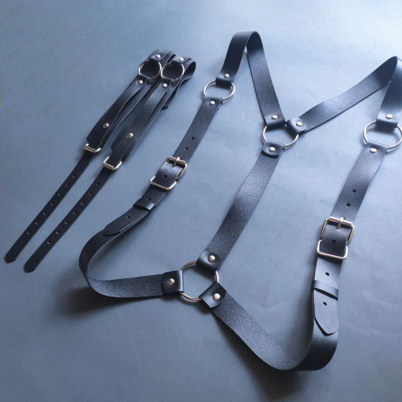 Meeste rinna rihma ja käsivarre rõngaste komplekt – PU materjal, reguleeritav pikkus, täiskasvanud, unisex, sügis 2024