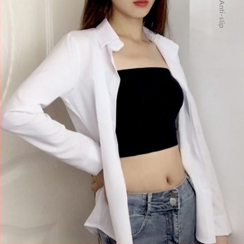 Nylon ilma õlgedeta, vest-stiilis top wrap, ultraõhukesed vormitud kausid, hingav, anti-exposure, pikkus kuni kõhuni