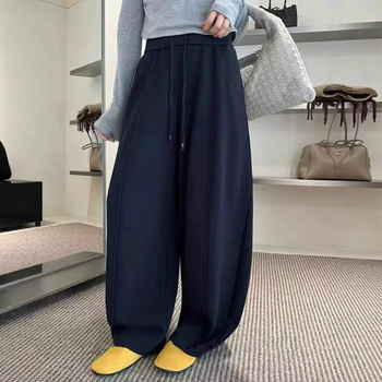 Naiste fleece-vooderduga laiad treeningpüksid, polüesteri-puuvillasegu, keskmise vöökoht