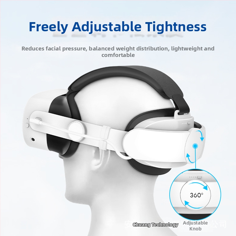 Meta Quest 3S saderīgs VR piederums ar regulējamu galvas siksnu un 6000mAh portatīvo akumulatoru, ABS+TPU, svars 220 g