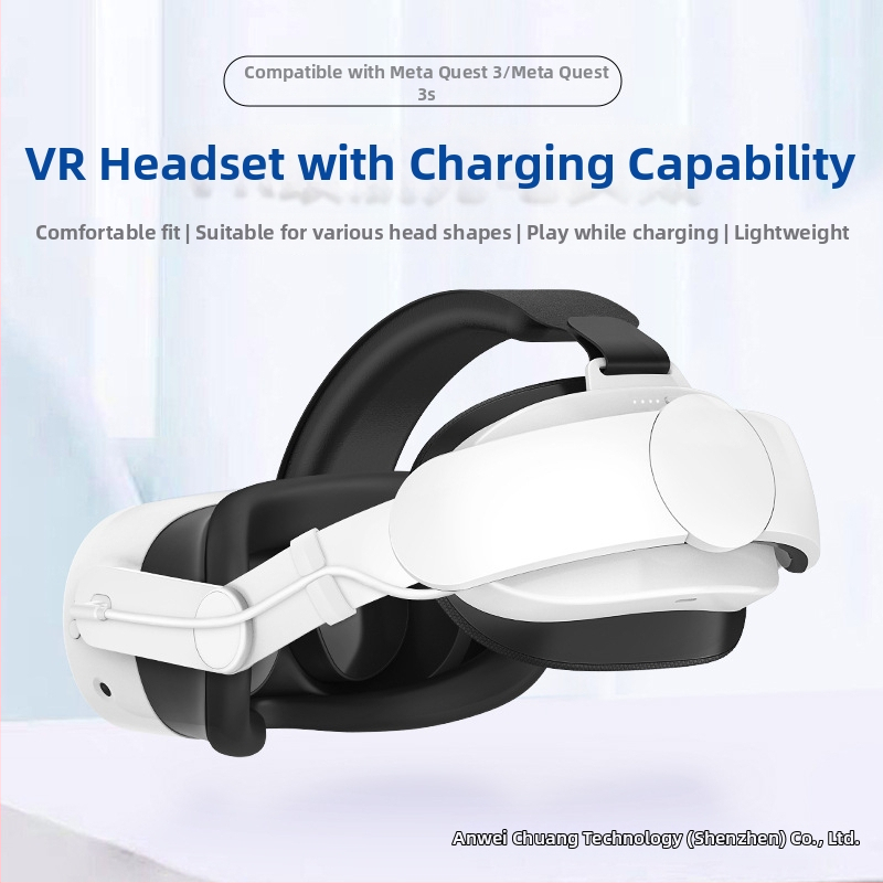 Meta Quest 3S ühilduv VR tarvik: reguleeritav peapael ja 6000mAh kaasaskantav aku, ABS+TPU, kaal 220 g