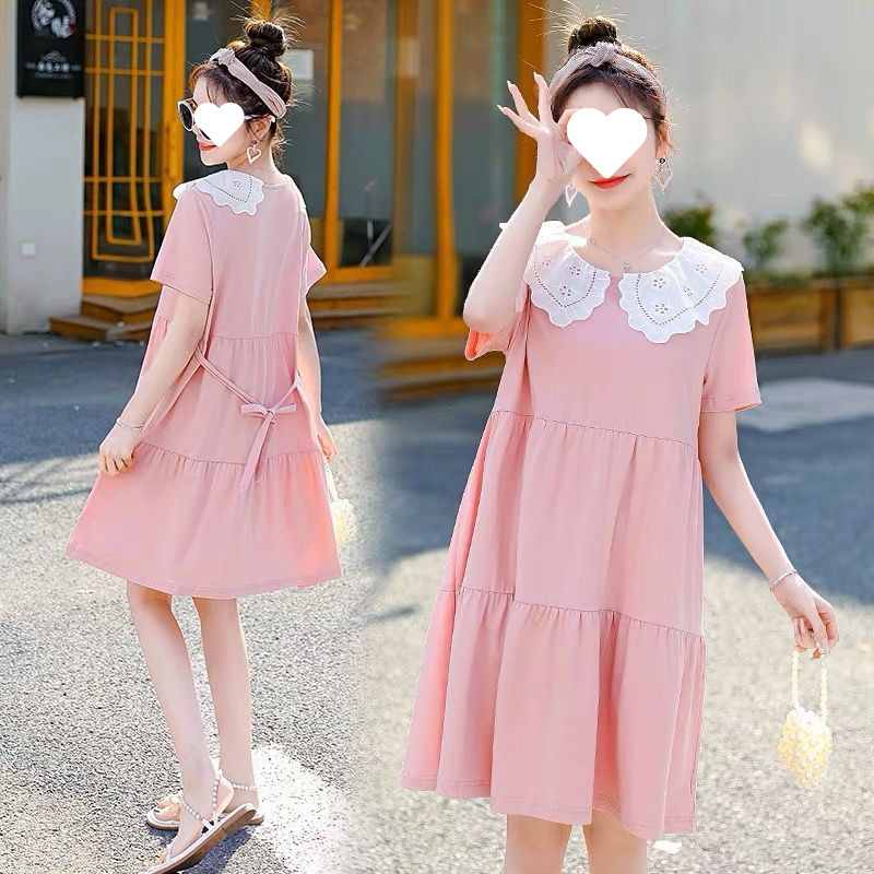 Rasedate suvine kleidikomplekt lelu-kaelaga, 3/4 varrukad, midi ebakorrapärase lõikega seelik, polüester 90–95%