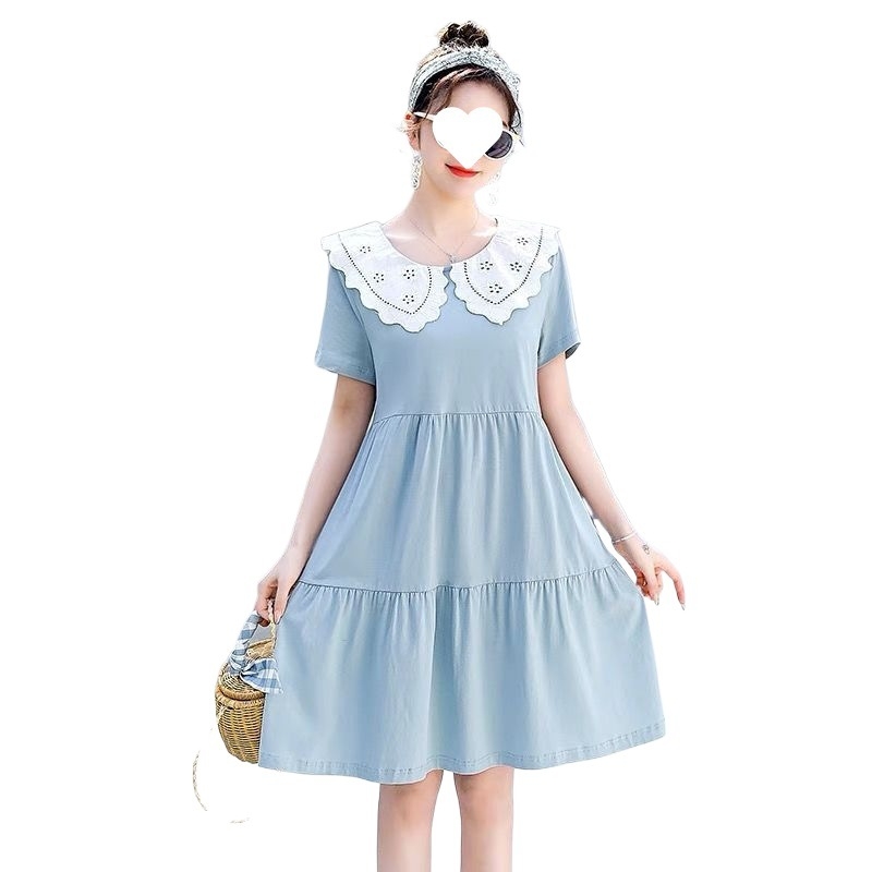 Rasedate suvine kleidikomplekt lelu-kaelaga, 3/4 varrukad, midi ebakorrapärase lõikega seelik, polüester 90–95%