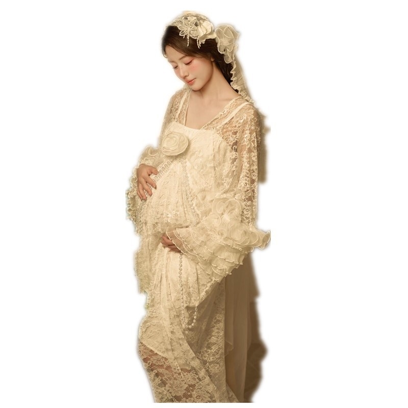 Rasedate fotosessiooni seelikukomplekt, õlimaal stiilis, kirjanduslik retro, pikk seelik, polüester