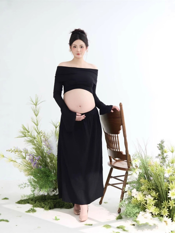 Rasedate fotosesiooni riietus ühe õla, pikkade varrukatega, slim siluett, polüester 90–95%