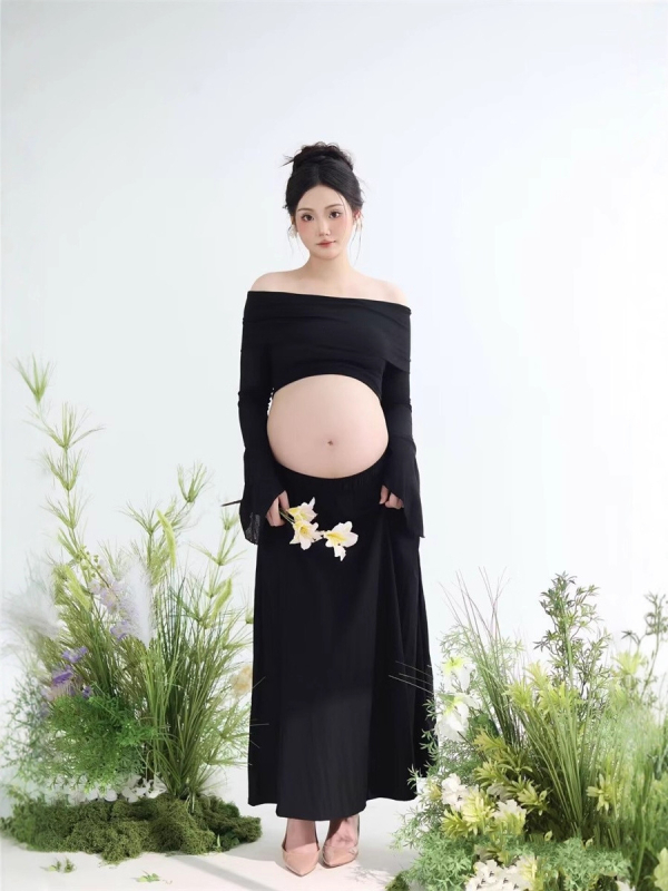 Rasedate fotosesiooni riietus ühe õla, pikkade varrukatega, slim siluett, polüester 90–95%