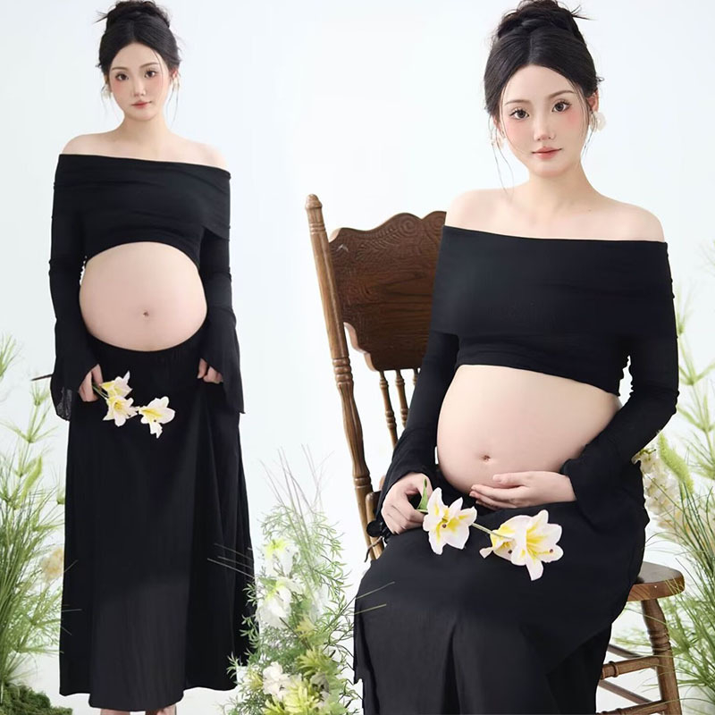 Rasedate fotosesiooni riietus ühe õla, pikkade varrukatega, slim siluett, polüester 90–95%