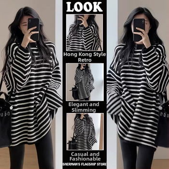 Rasedate triibuline kleit, ümmargune kaelus, 3/4 käed, vahvlikangas, 95% puuvill + 5% elastaan, midi pikkus