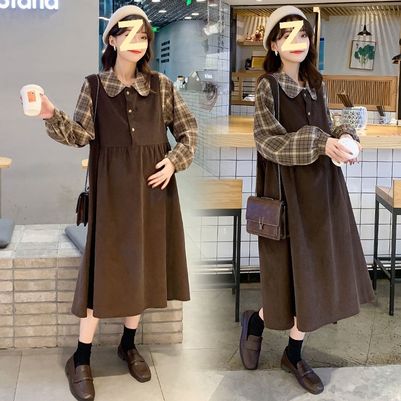 Rasedate kleit ruudulise mustriga, ruuduline kaelus, pikad varrukad, chenille kangas