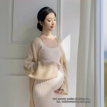 Rasedate fotosessiooni kostüüm stuudiosse nine-quarter varrukatega, polüesterkiud, 50–70% polüester, top-stiil, värske ja armas stiil, Talv 2023