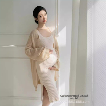 Rasedate fotosessiooni kostüüm stuudiosse nine-quarter varrukatega, polüesterkiud, 50–70% polüester, top-stiil, värske ja armas stiil, Talv 2023