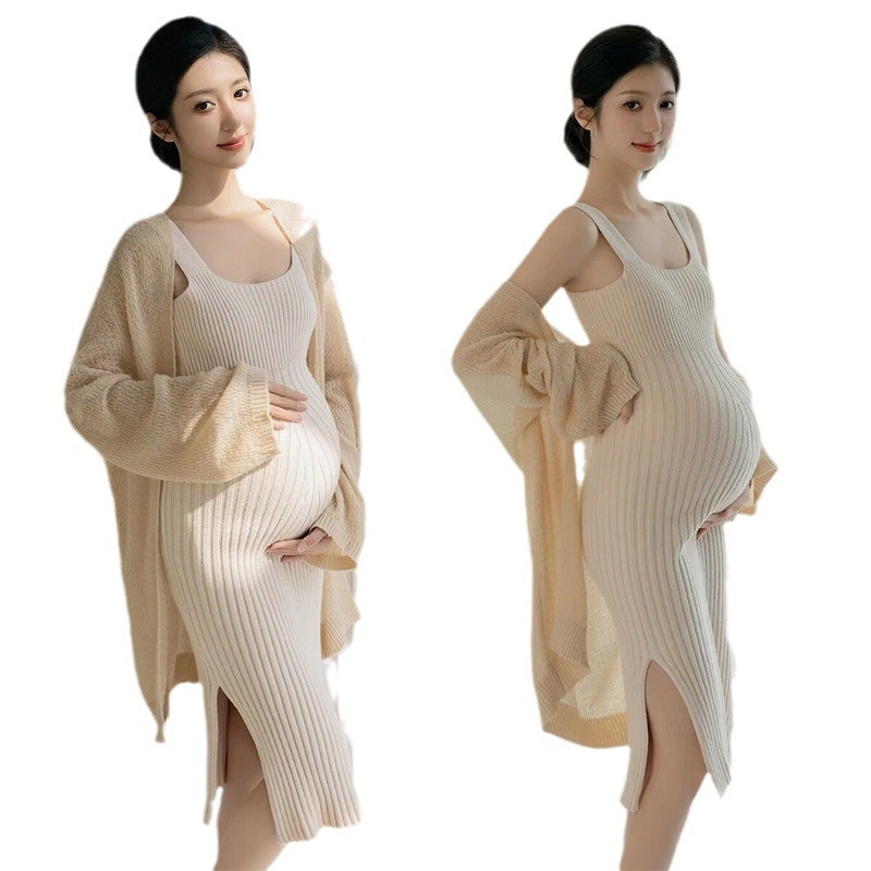 Rasedate fotosessiooni kostüüm stuudiosse nine-quarter varrukatega, polüesterkiud, 50–70% polüester, top-stiil, värske ja armas stiil, Talv 2023