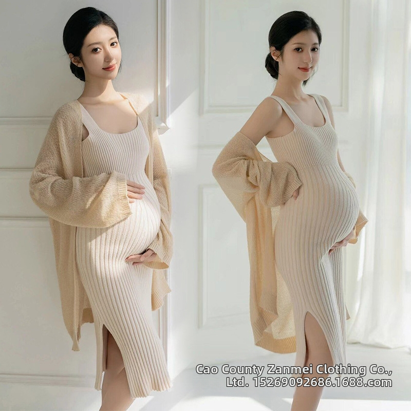 Rasedate fotosessiooni kostüüm stuudiosse nine-quarter varrukatega, polüesterkiud, 50–70% polüester, top-stiil, värske ja armas stiil, Talv 2023