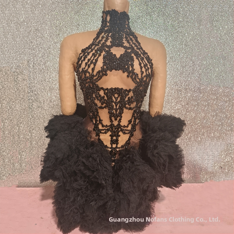 Kleita ar tutu un kristāliem, slaids siluets (tīkls audums, Spandex >95%, Rudenī 2025, Hotfix kristāli)