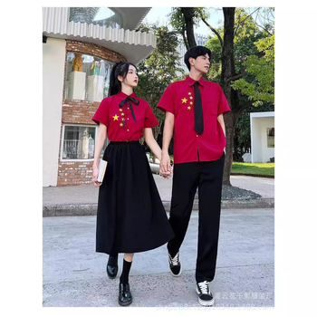 Rahvuspäeva kostüüm – punase laulu esituseks koorile ja luuletuste esituseks, klassi uniforma põhikooli ja gümnaasiumi õpilastele, puuvill-poliesteri segu 30–50% elastaani