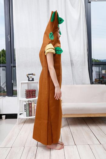 Vanem- ja lapse kostüüm lavastuse jaoks puu motiiviga, puuvillane kangas, unisex, karikatuurne muster, 80% puuvillasisaldus, sobiv täiskasvanutele 18–24 aastat.