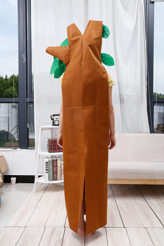 Vanem- ja lapse kostüüm lavastuse jaoks puu motiiviga, puuvillane kangas, unisex, karikatuurne muster, 80% puuvillasisaldus, sobiv täiskasvanutele 18–24 aastat.