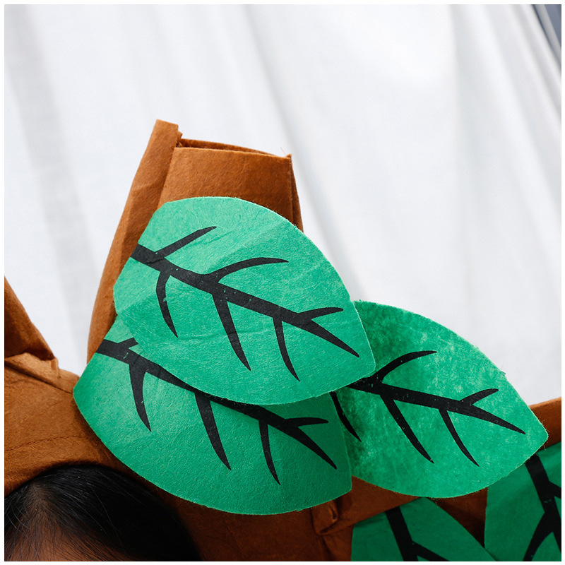 Vanem- ja lapse kostüüm lavastuse jaoks puu motiiviga, puuvillane kangas, unisex, karikatuurne muster, 80% puuvillasisaldus, sobiv täiskasvanutele 18–24 aastat.