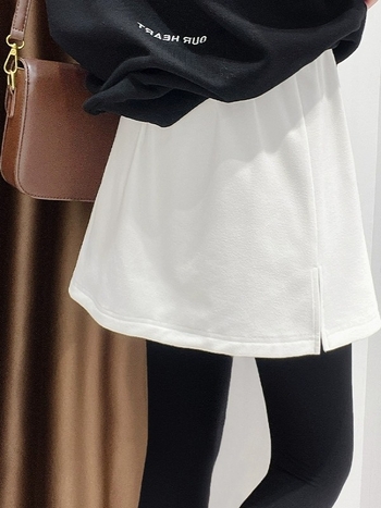 Rasedate A-liiniga lühike seelik, puuvillase-elastaani segu (94,7% puuvill, 5,3% elastaan), ühetooniline, jaapani-korea vaba stiil