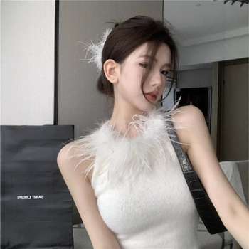 Naiste plüüs halterneck top, Sling stiil, kitsas lõige, lühike pikkus, polüester, mikroelasticus