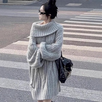 Rasedate kleit Chenille kangast, spandeksi segu alla 30%, polo krae, sarvedega varrukad, merine seelik, jaapani-korea vaba stiil