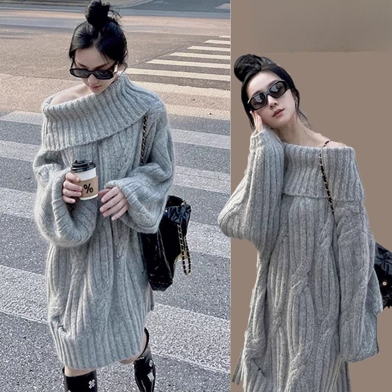 Rasedate kleit Chenille kangast, spandeksi segu alla 30%, polo krae, sarvedega varrukad, merine seelik, jaapani-korea vaba stiil