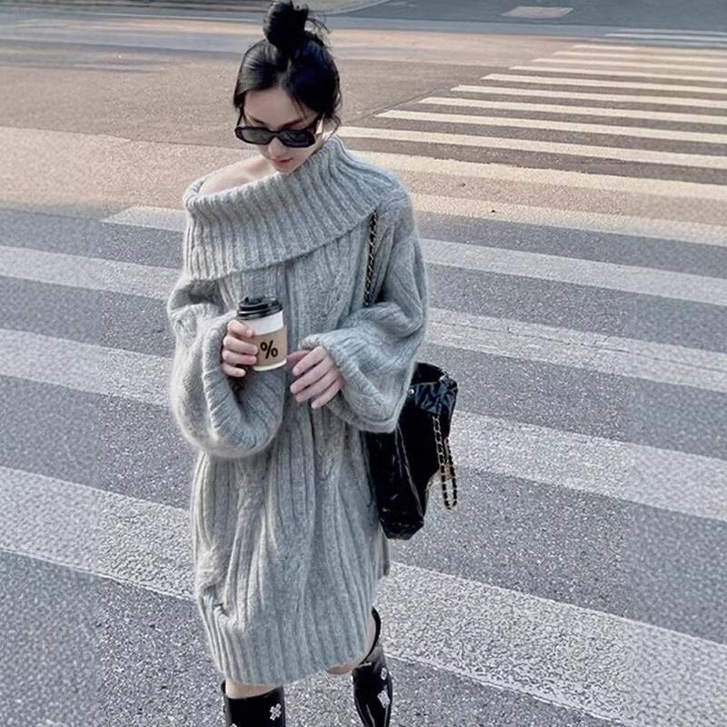 Rasedate kleit Chenille kangast, spandeksi segu alla 30%, polo krae, sarvedega varrukad, merine seelik, jaapani-korea vaba stiil