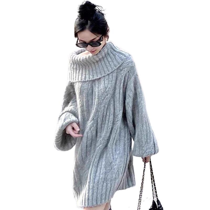 Rasedate kleit Chenille kangast, spandeksi segu alla 30%, polo krae, sarvedega varrukad, merine seelik, jaapani-korea vaba stiil