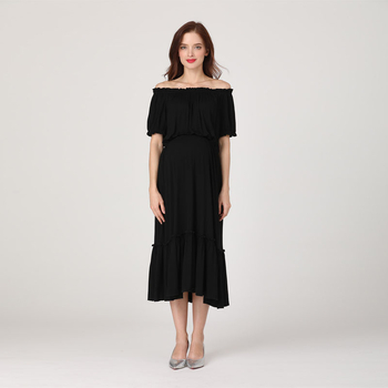 Kleit modalist kangast, ringkaelusega, mullvarrukad, A-liini pikk siluett, laktatsiooni avaus