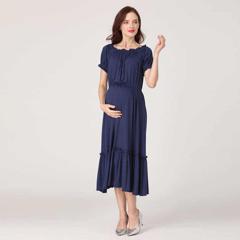 Kleit modalist kangast, ringkaelusega, mullvarrukad, A-liini pikk siluett, laktatsiooni avaus