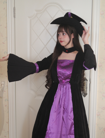 Nõid cosplay kostüüm - universaalne, polüester veluur, lavakostüüm, 2024 kevad