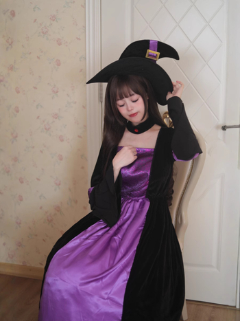 Nõid cosplay kostüüm - universaalne, polüester veluur, lavakostüüm, 2024 kevad