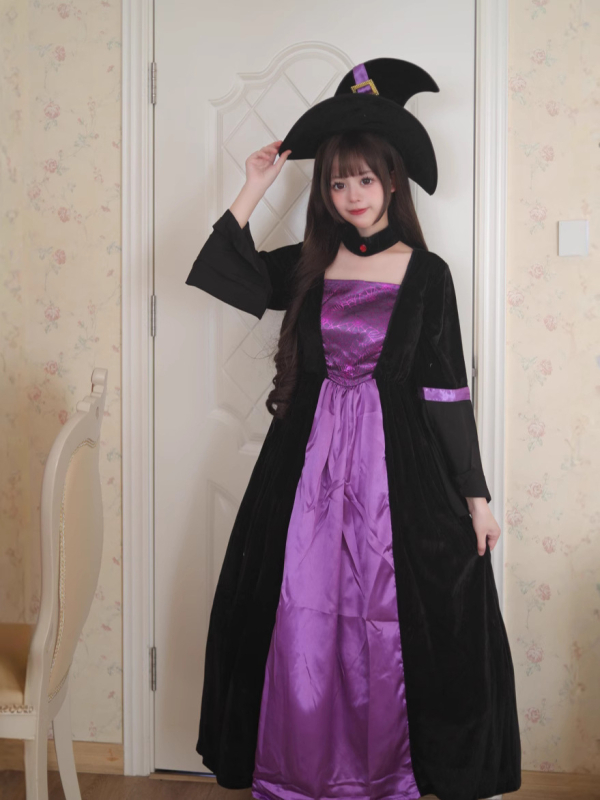 Nõid cosplay kostüüm - universaalne, polüester veluur, lavakostüüm, 2024 kevad