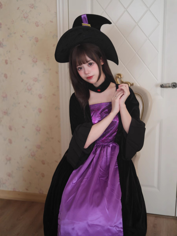 Nõid cosplay kostüüm - universaalne, polüester veluur, lavakostüüm, 2024 kevad