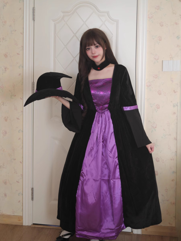 Nõid cosplay kostüüm - universaalne, polüester veluur, lavakostüüm, 2024 kevad