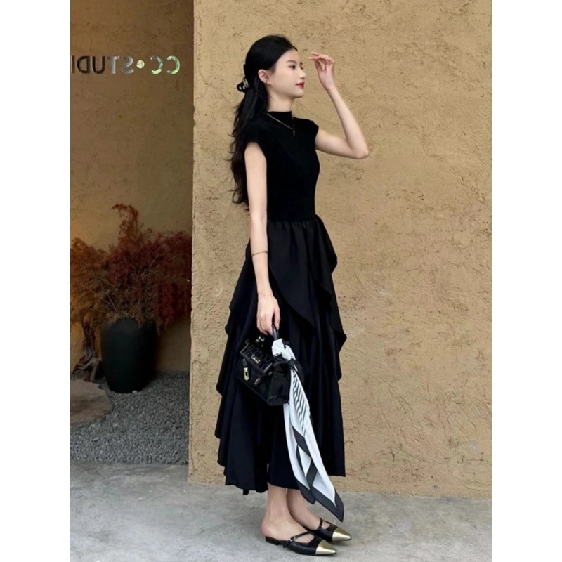 Imetamise kleit avausega imetamiseks, ebakorraparane midi seelik, kroonlehekujuline varrukad, lotose lehe krae, kootud kangas