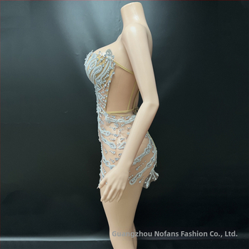 Palee stiilis lühike kleit stand-up õla korseti ja laser-kristallidega, cosplay esinemiseks - NOVANCE, Spandex >95%, Seksikas stiil, Street trendsetter, Hotfix kristallid