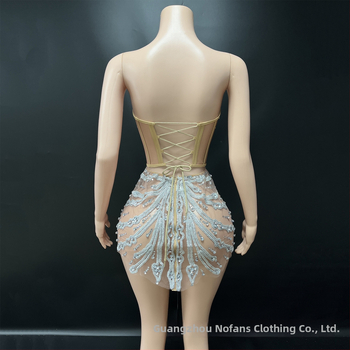 Palee stiilis lühike kleit stand-up õla korseti ja laser-kristallidega, cosplay esinemiseks - NOVANCE, Spandex >95%, Seksikas stiil, Street trendsetter, Hotfix kristallid