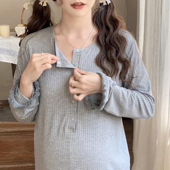 Rasedate imetamiseks mõeldud pijamakomplekt, modaalne kangas (90–95% modaal), pikad varrukad, kevad-suve