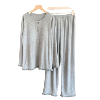 Rasedate imetamiseks mõeldud pijamakomplekt, modaalne kangas (90–95% modaal), pikad varrukad, kevad-suve