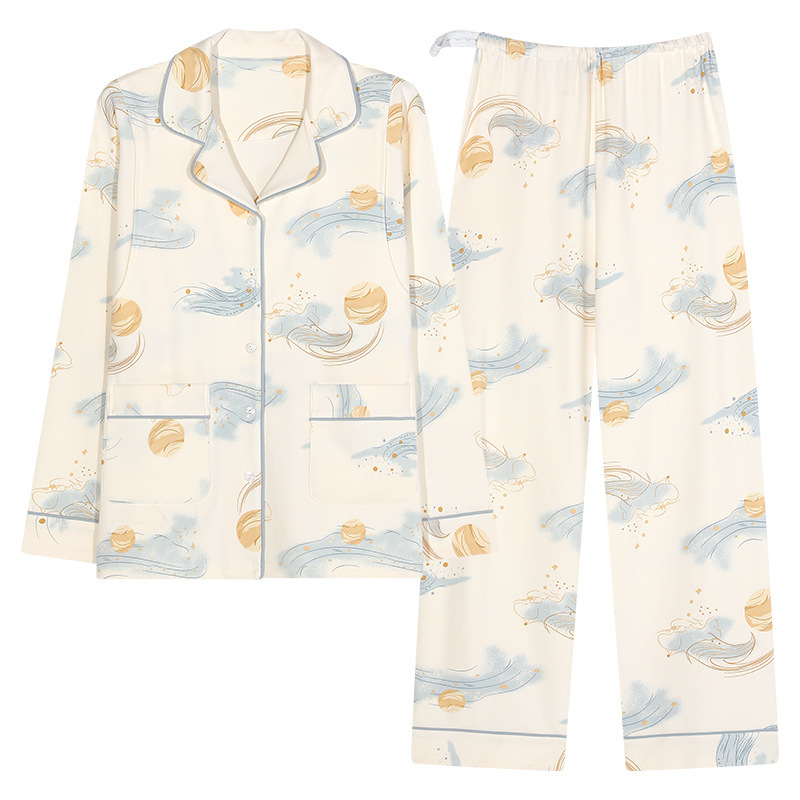 Pärast sünnitust imetavad pidžaamad varjatud küljeavaga — 100% puuvill, pikad varrukad, püksid, sügis-talvel kodu riietus